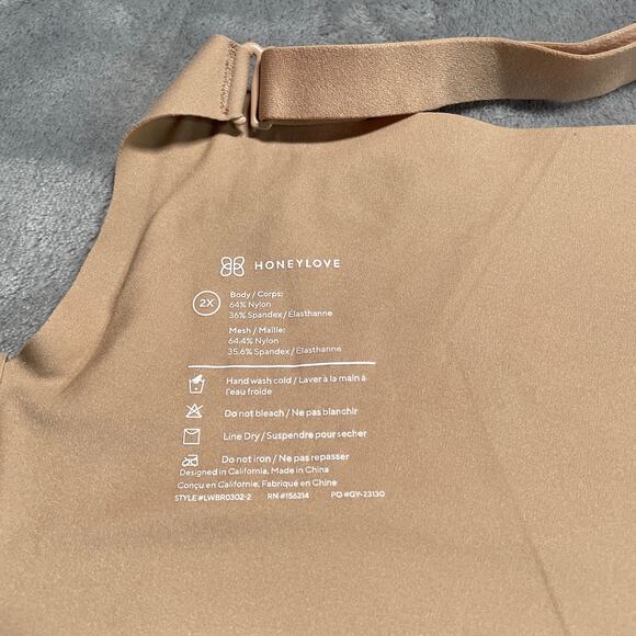 Honeylove CrossOver Bra Womens 2X Beige Wireless Comfort Support Mesh No Padding - Picture 3 of 7